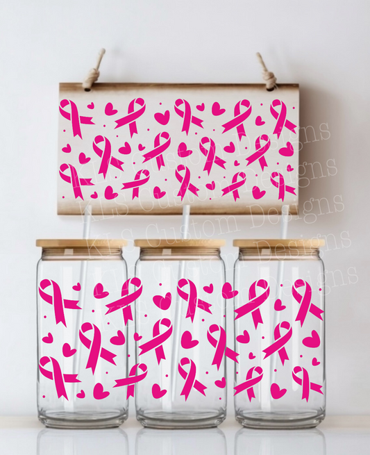 G9 Breast Cancer Ribbons Libbey UV DTF Wrap