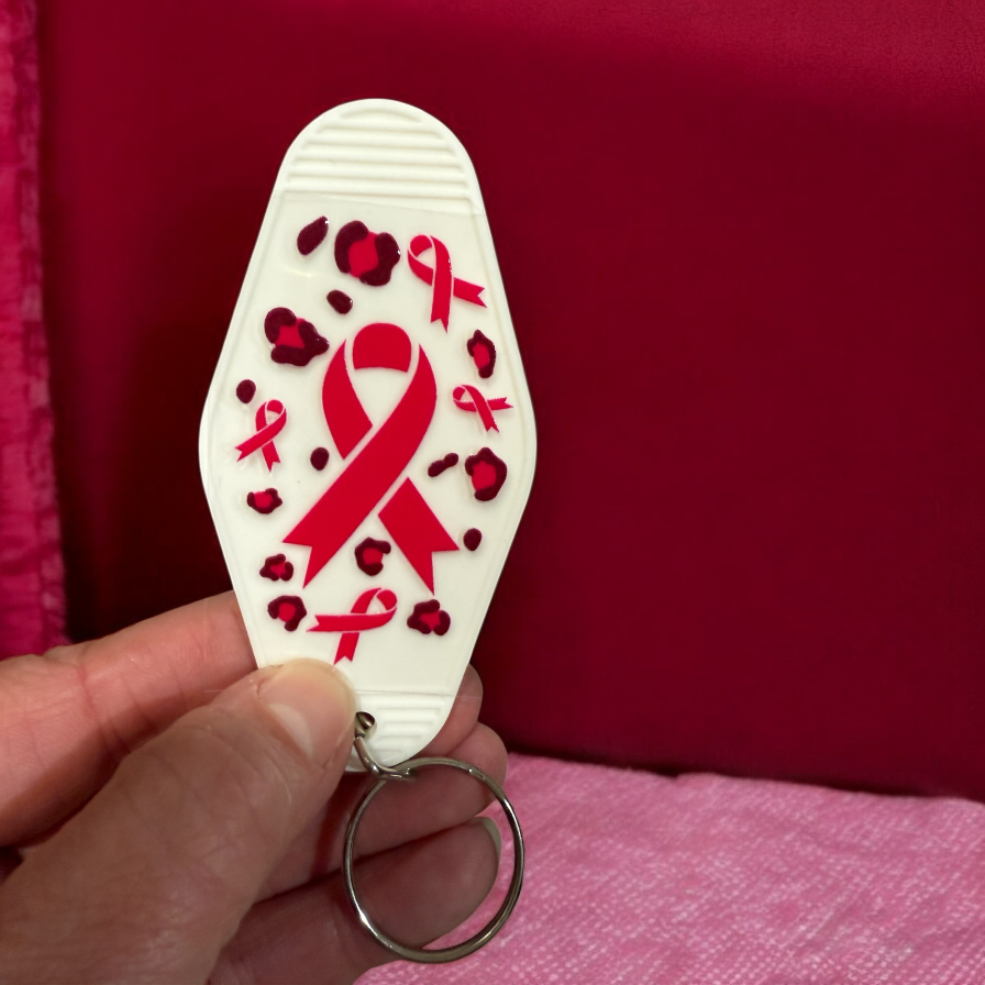 Keychain Cancer Awareness Cheetah UV DTF Decal