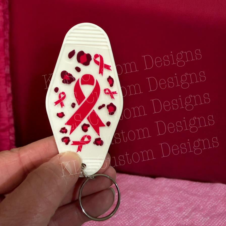 Keychain Cancer Awareness Cheetah UV DTF Decal