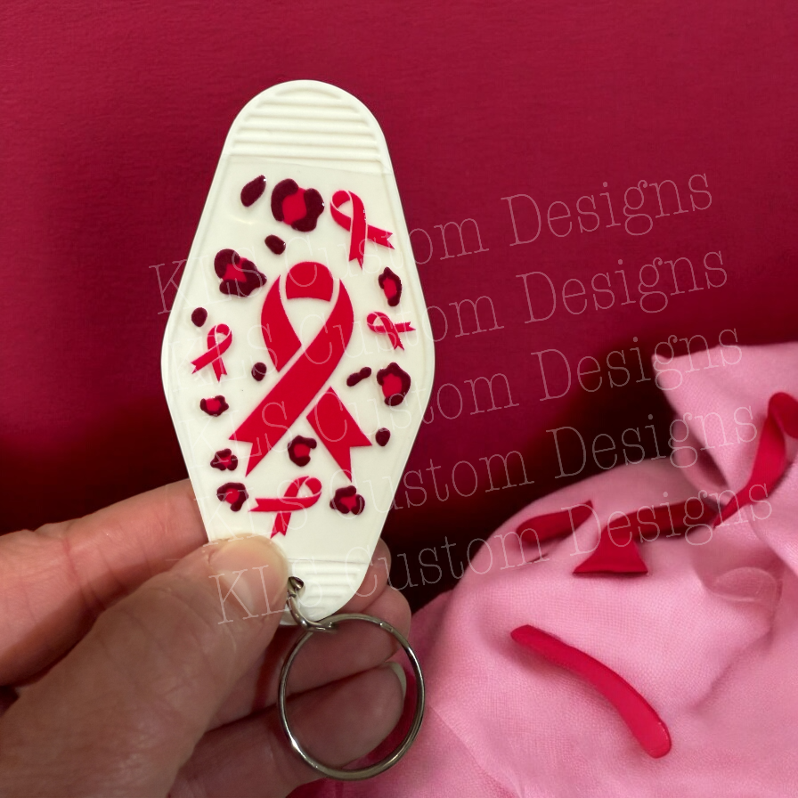 Keychain Cancer Awareness Cheetah UV DTF Decal