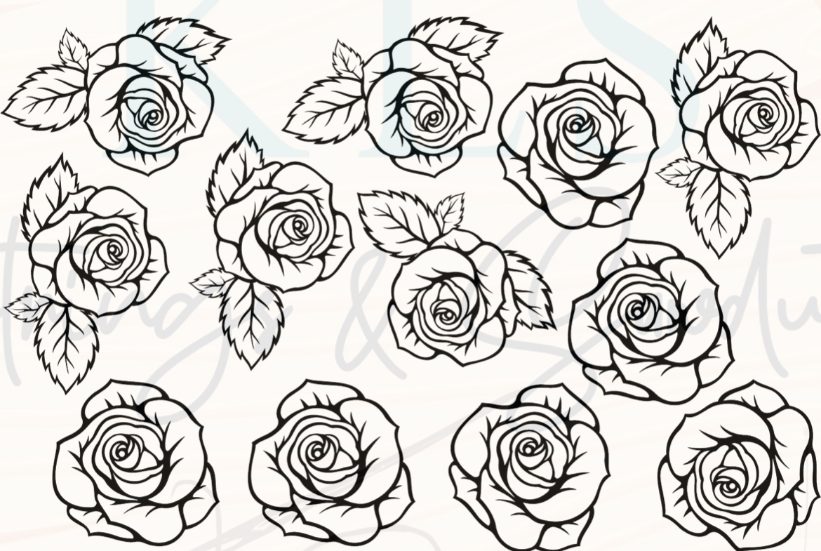 14Y Roses Clip Sheet - This sheet is intended to be cut up and placed using your own creative style.