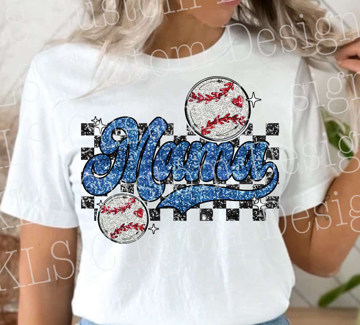 Faux Sparkle Baseball Mama Ready To Press DTF Print