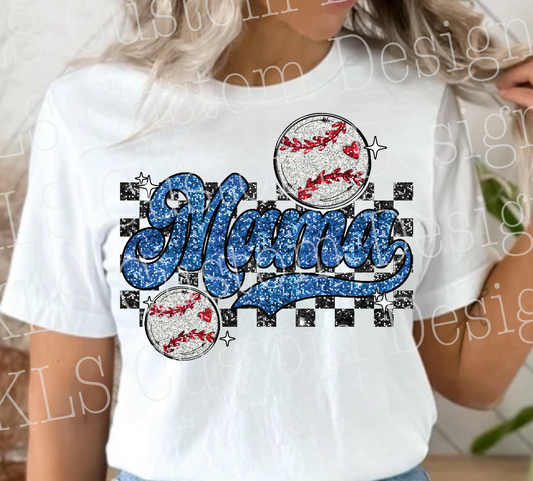 Faux Sparkle Baseball Mama Ready To Press DTF Print