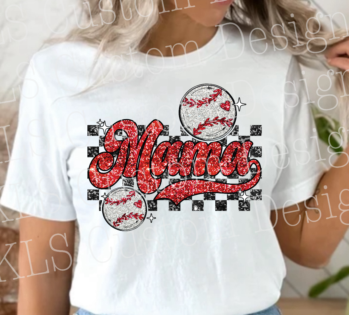 Faux Sparkle Baseball Mama Ready To Press DTF Print