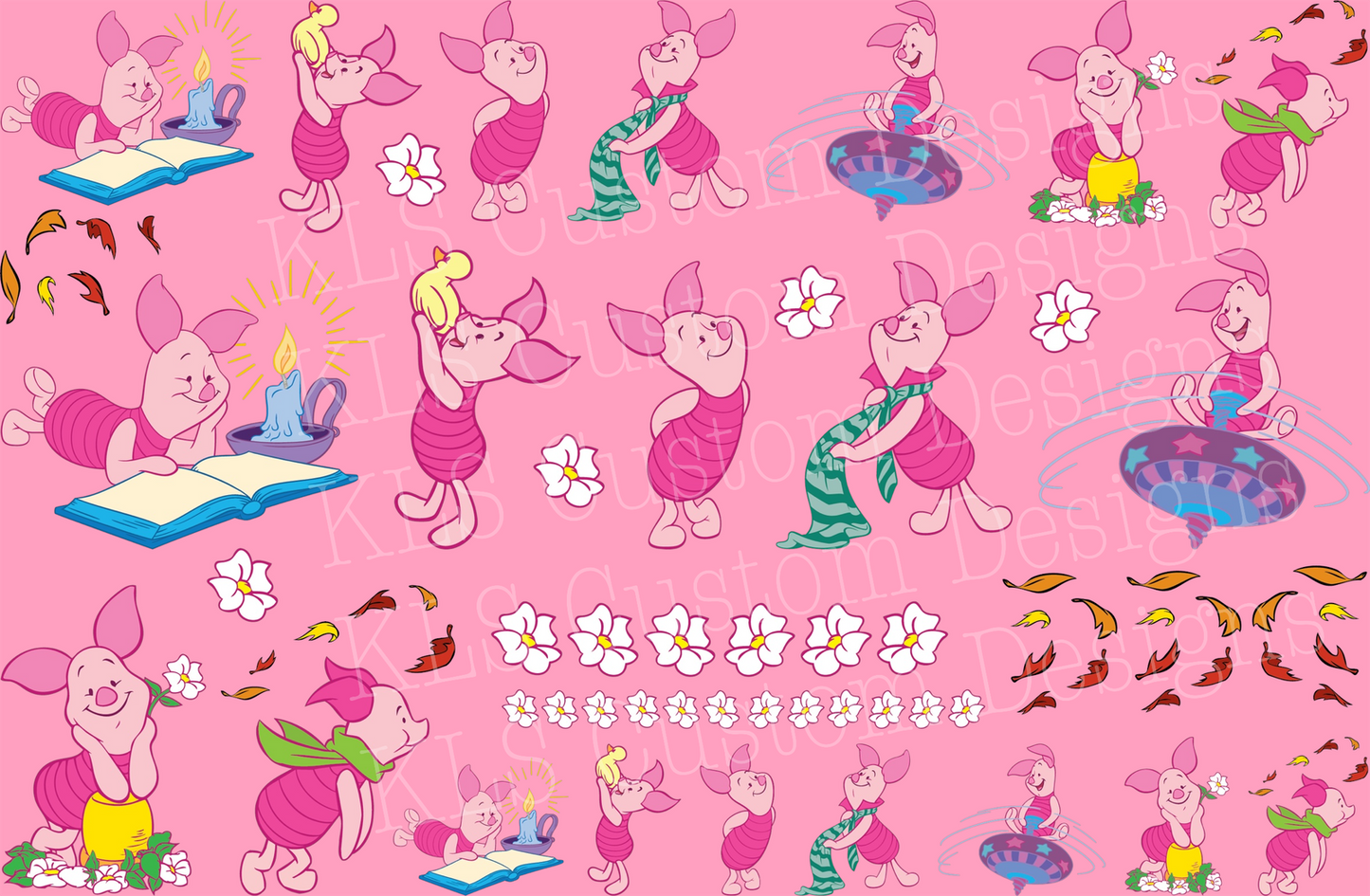 21G This little Piggy- This delicate sheet is intended to be cut up and placed using your own creative style.