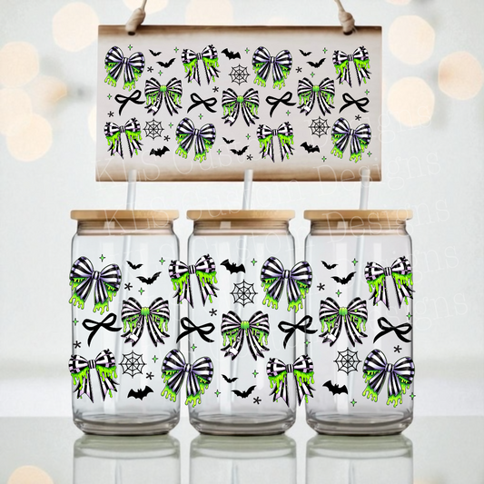 Y5 Strange & Unusual Black White Bows UV DTF Wrap