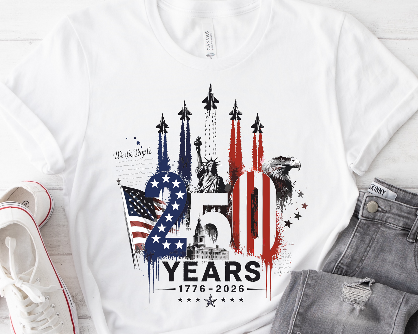 250 Years Statue Of Liberty Fighter Jets  Ready To Press DTF Print