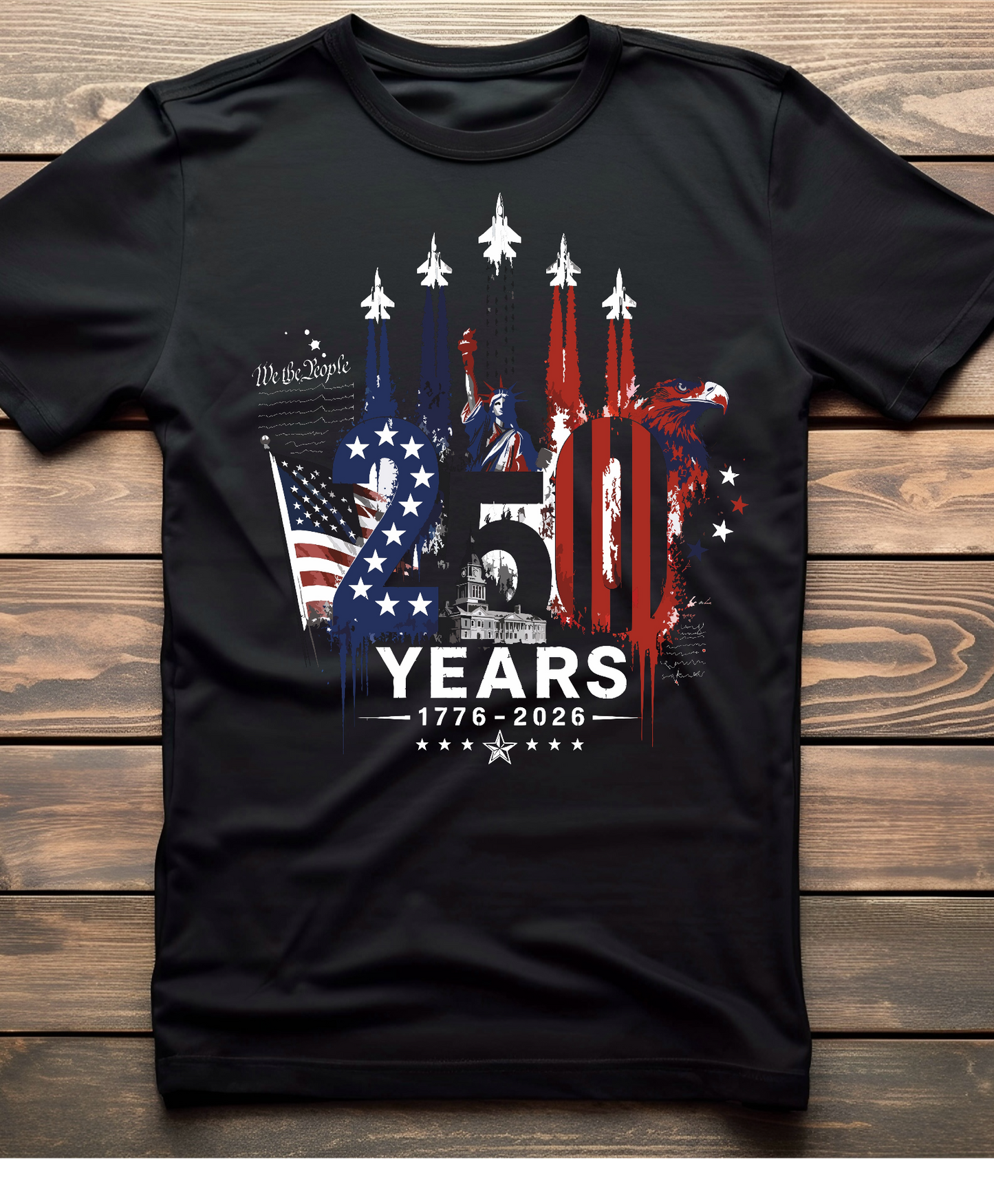 250 Years Statue Of Liberty Fighter Jets  Ready To Press DTF Print