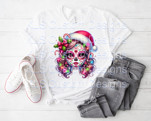 Christmas Sugar Skull  Ready To Press DTF Print