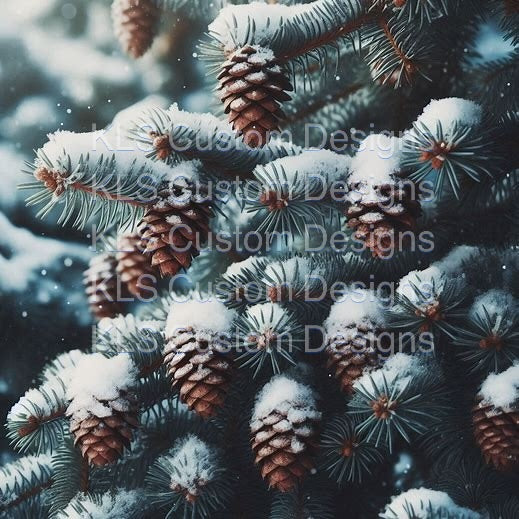 Winter Pine Tree With Pine Cones 20 Oz Skinny Permanent Vinyl